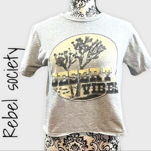 Rebel society desert vibes gray cropped tee